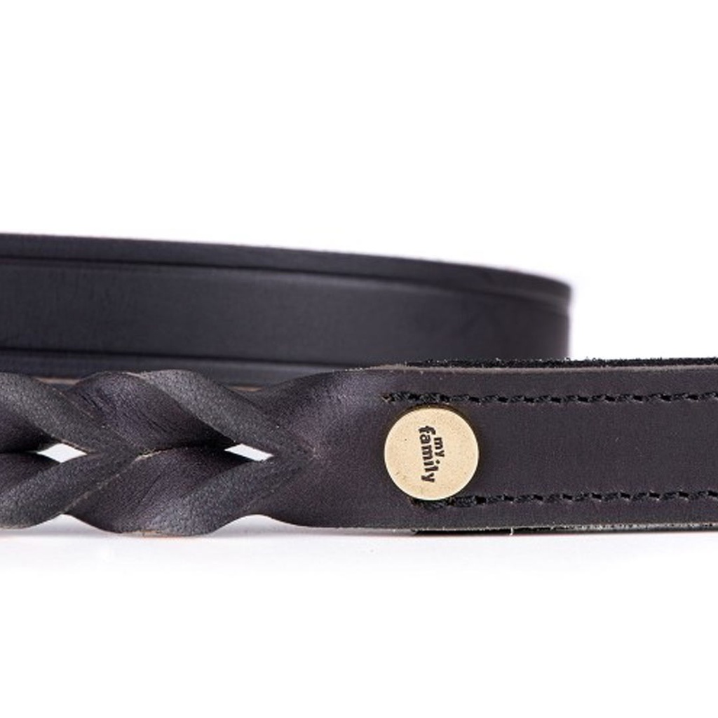 MY FAMILY ASCOT LEASH GREASED LEATHER BLK LRG-2