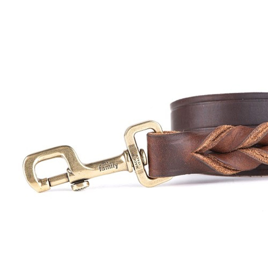 MY FAMILY ASCOT LEASH GREASED LEATHER BRN LRG-2