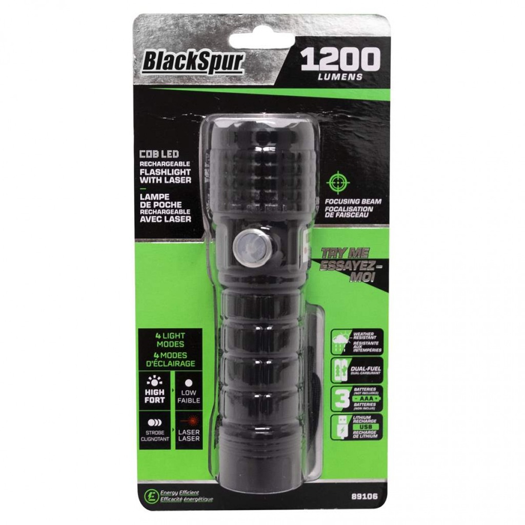BLACKSPUR COMPACT COB LED RECHARGEABLE FLASHLIGHT