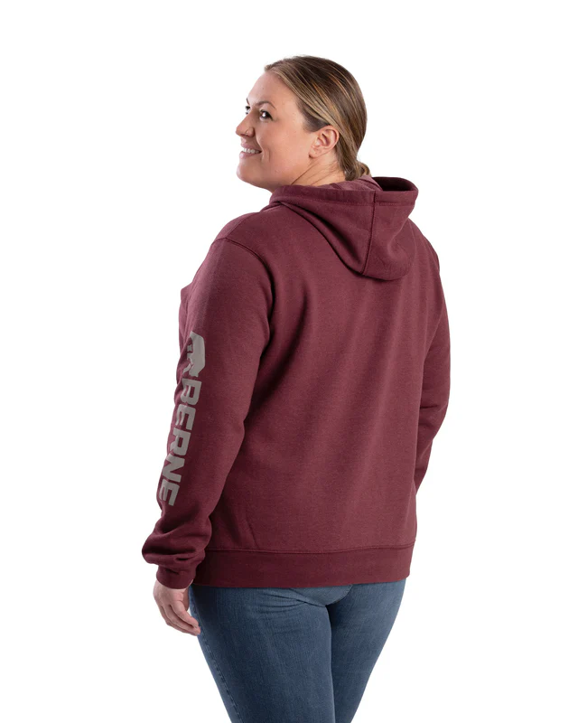 BERNE WOMENS SIGNATURE SLEEVE HOODED PULLOVER SANGRIA (M)