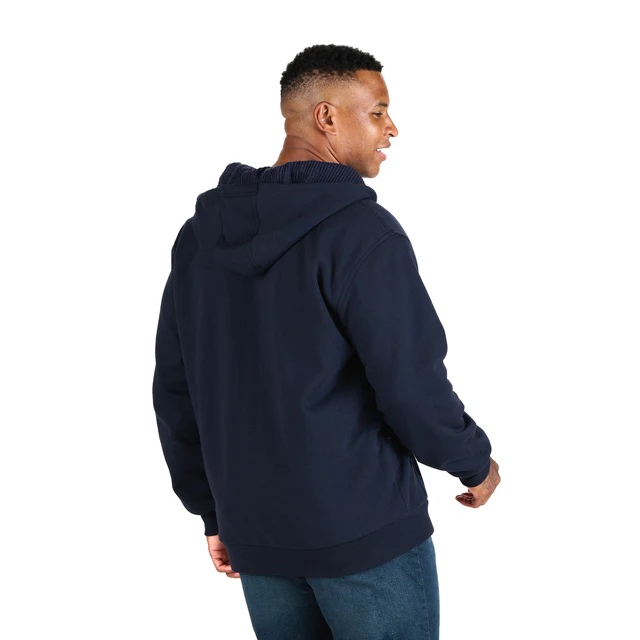 BERNE MENS GRID FLEECE-LINED FULL ZIP HOODED SWEATSHIRT NAVY (2XL)