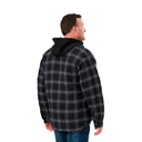 BERNE MENS QUILT-LINED HOODED SHIRT JACKET PLAID STEEL BLACK (L)