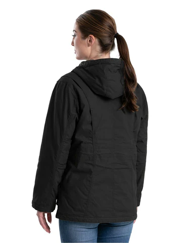 BERNE WOMENS SOFTSTONE WASHED DUCK UTILITY COAT BLACK (S)