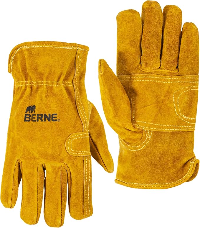 BERNE LEATHER WORKMAN UTILITY GLOVE GOLD (L)