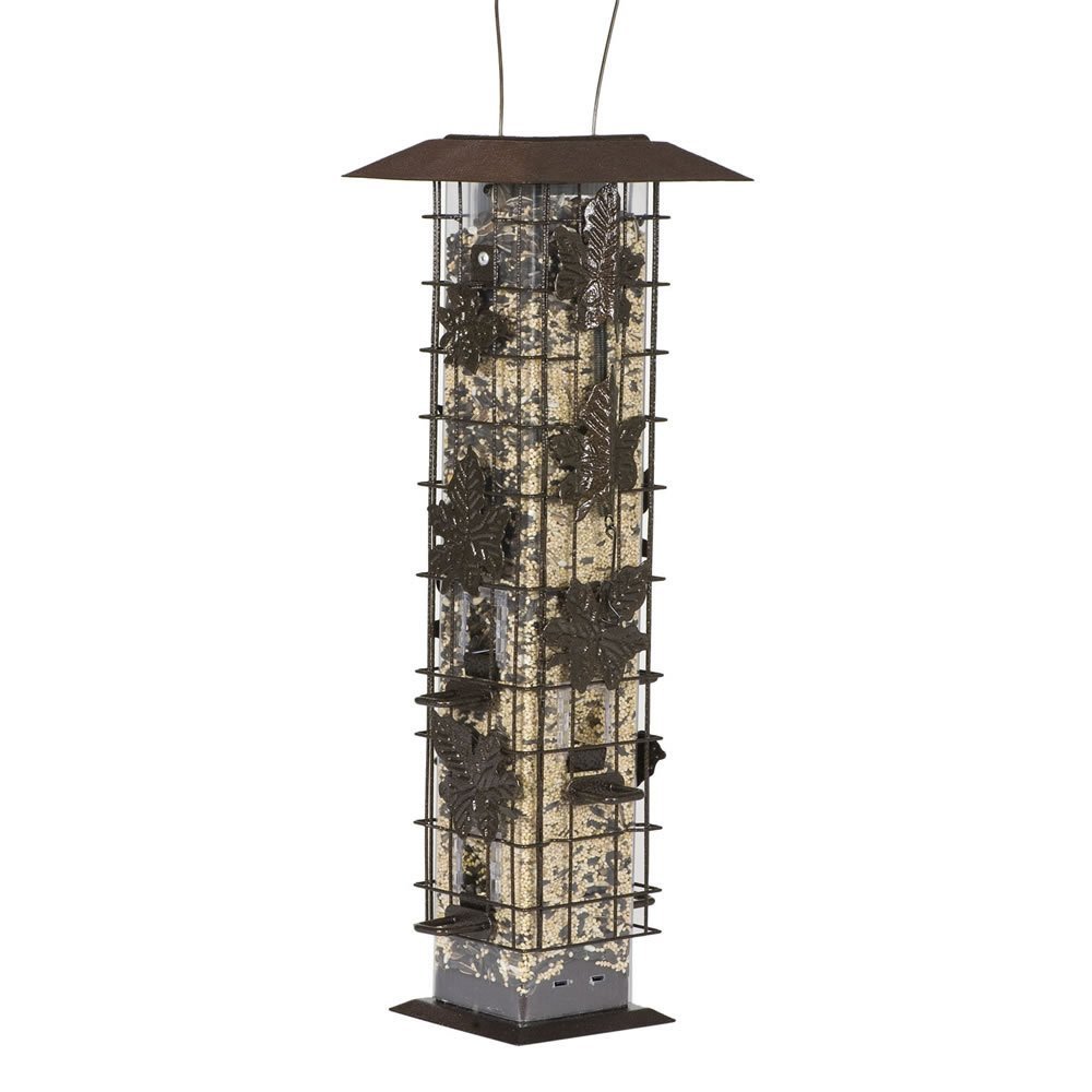 PERKY PET SQUIRREL BE GONE BIRD FEEDER RUSTIC LEAF BRONZE 18" 2LB
