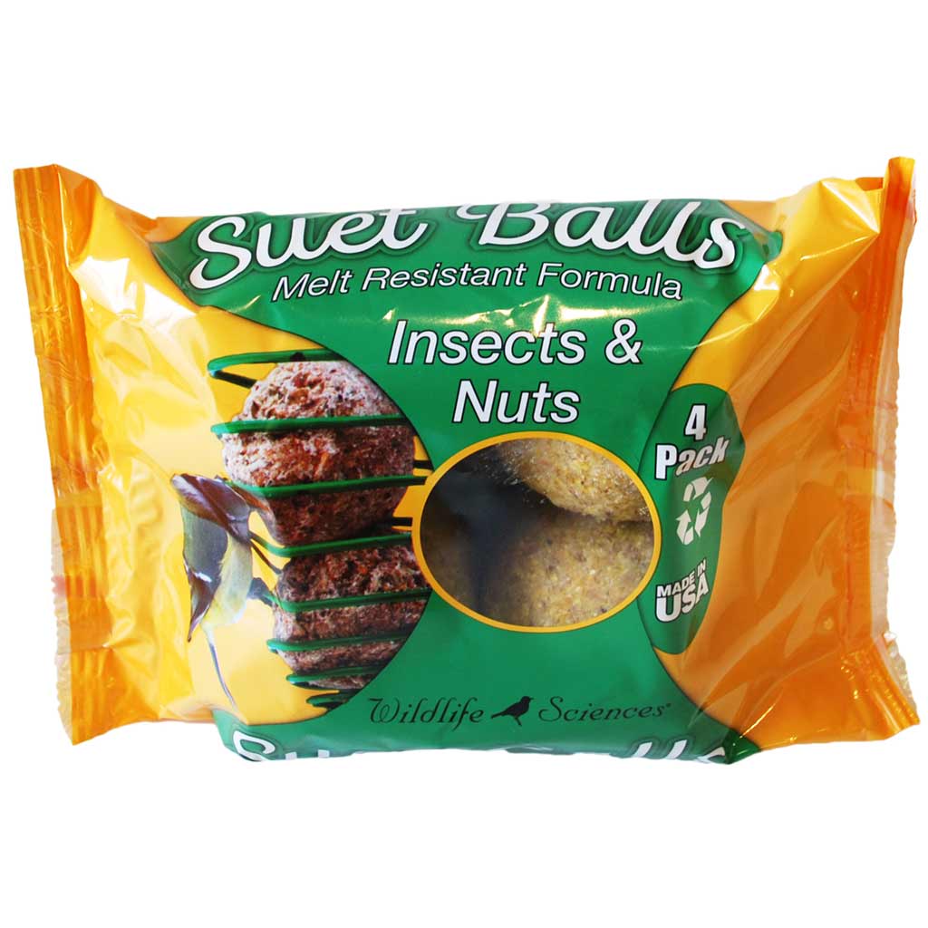 WILDLIFE SCIENCE SUET BALLS INSECTS &amp; NUTS (4PK)