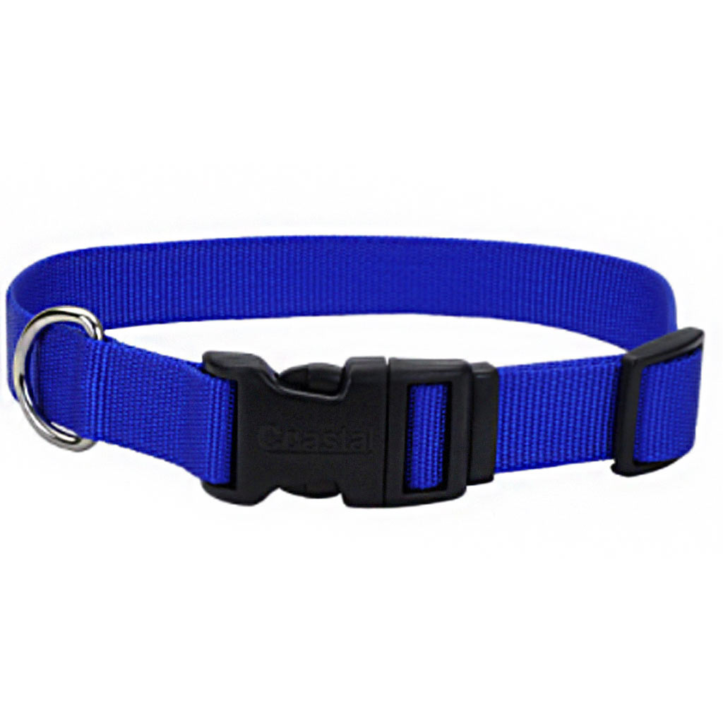 COASTAL ADJUSTABLE DOG COLLAR PLASTIC BUCKLE BLUE 1&quot;X14-20&quot;