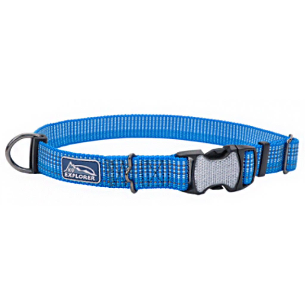 COASTAL K9 EXPLORER REFLECTIVE ADJ COLLAR LAKE 1&quot;X12-18&quot;