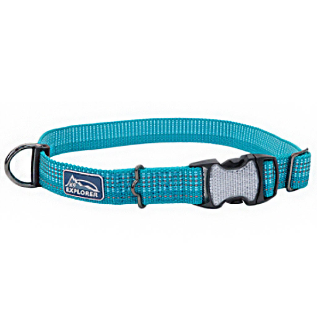 COASTAL K9 EXPLORER REFLECTIVE ADJ COLLAR OCEAN 1&quot;X12-18&quot;