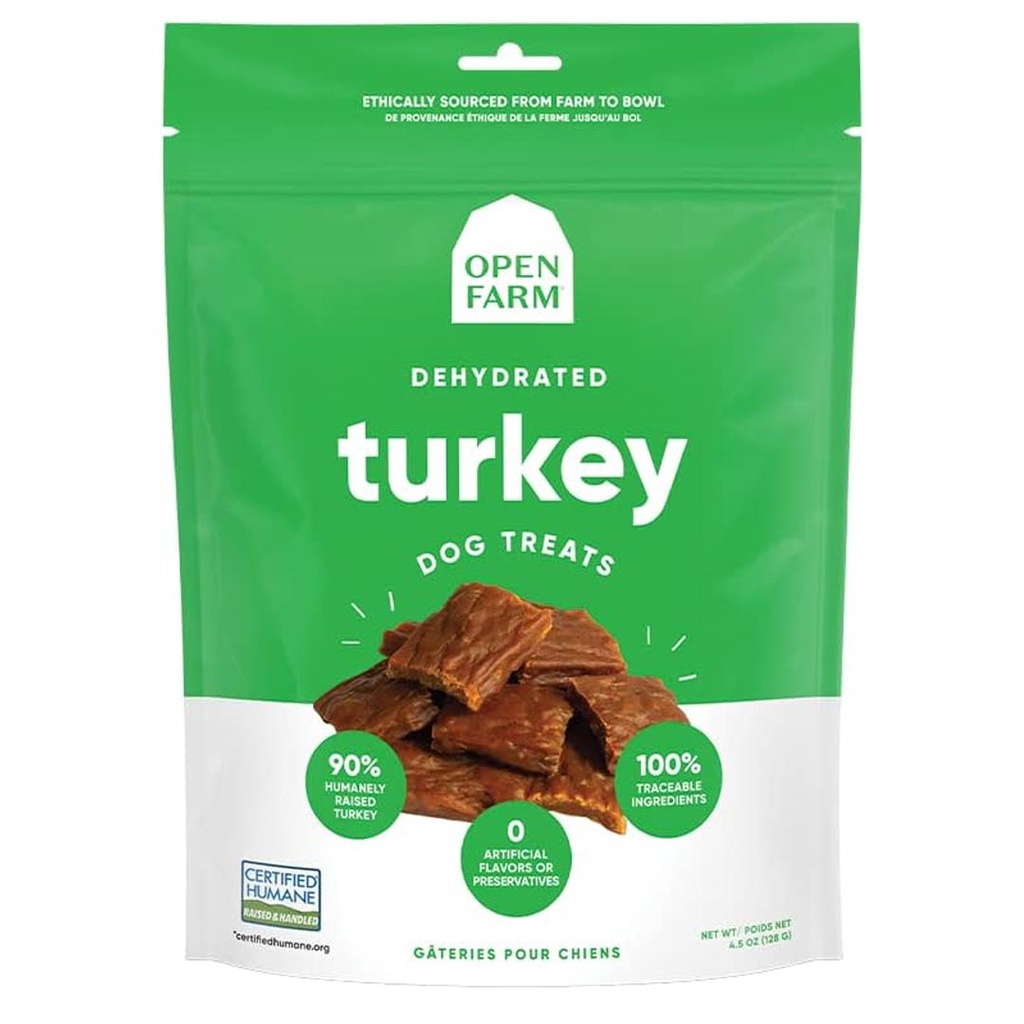 OPEN FARM DOG DEHYDRATED TURKEY TREAT 4.5OZ