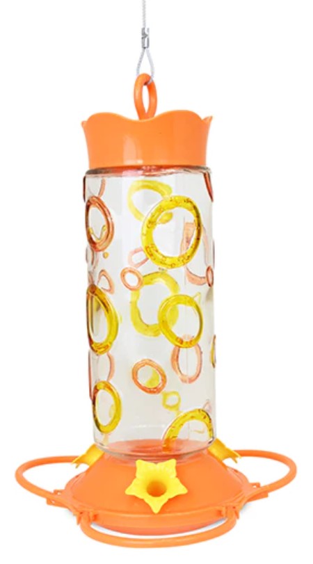 DV - PINEBUSH ORIOLE GLASS W/ COLOURED RINGS FEEDER