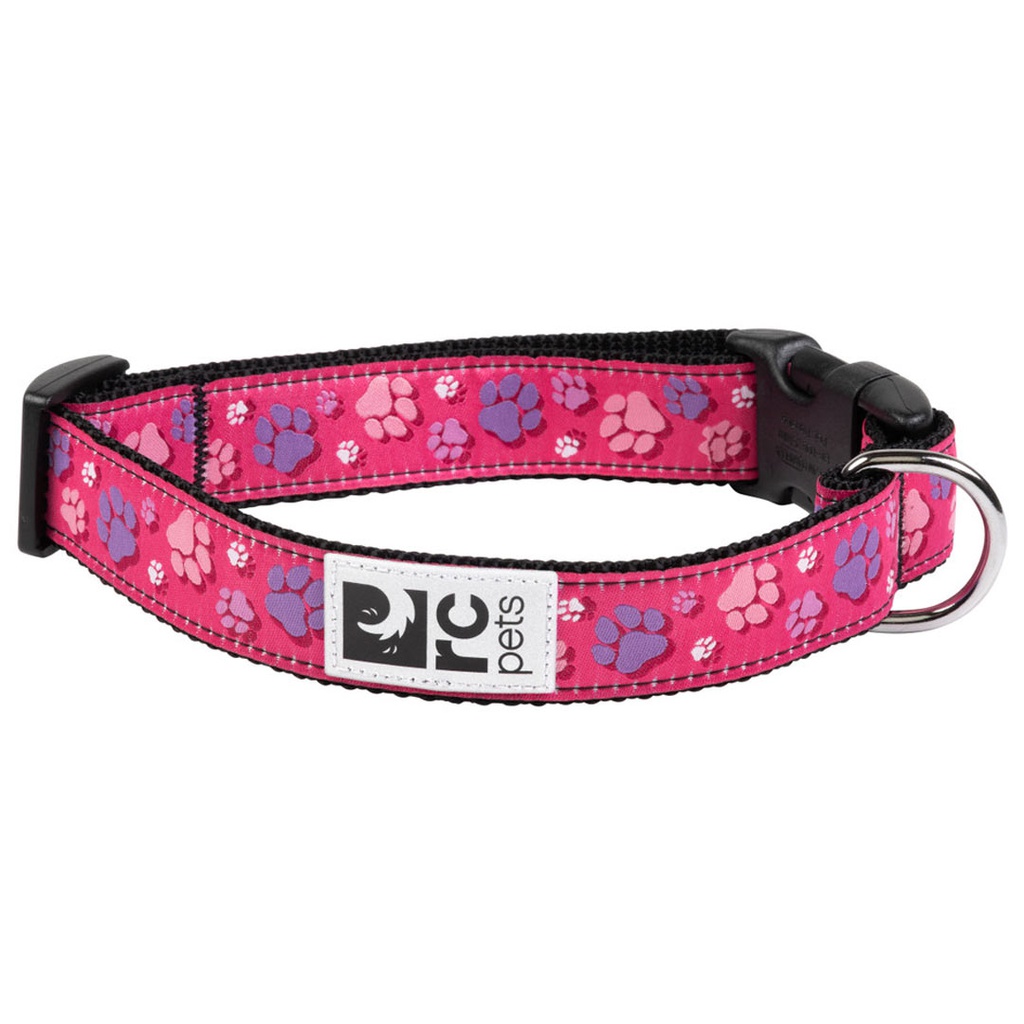 RC PETS CLIP COLLAR FRESH TRACKS PINK 1&quot; L