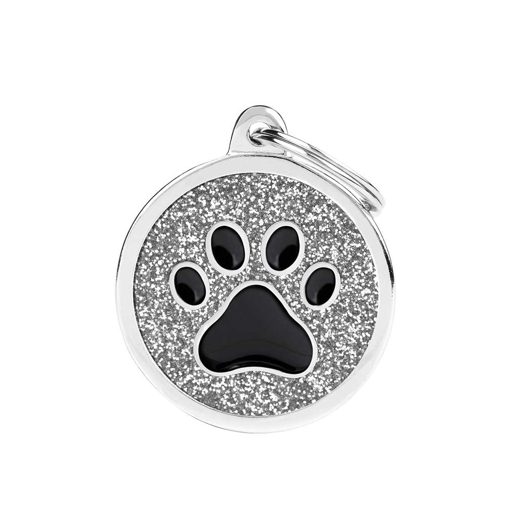 MY FAMILY GLITTER CIRCLE PAW GREY