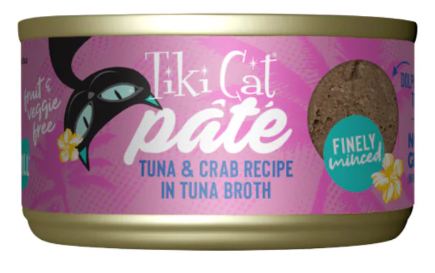 TIKI CAT PATE TUNA &amp; CRAB IN TUNA BROTH 2.8OZ