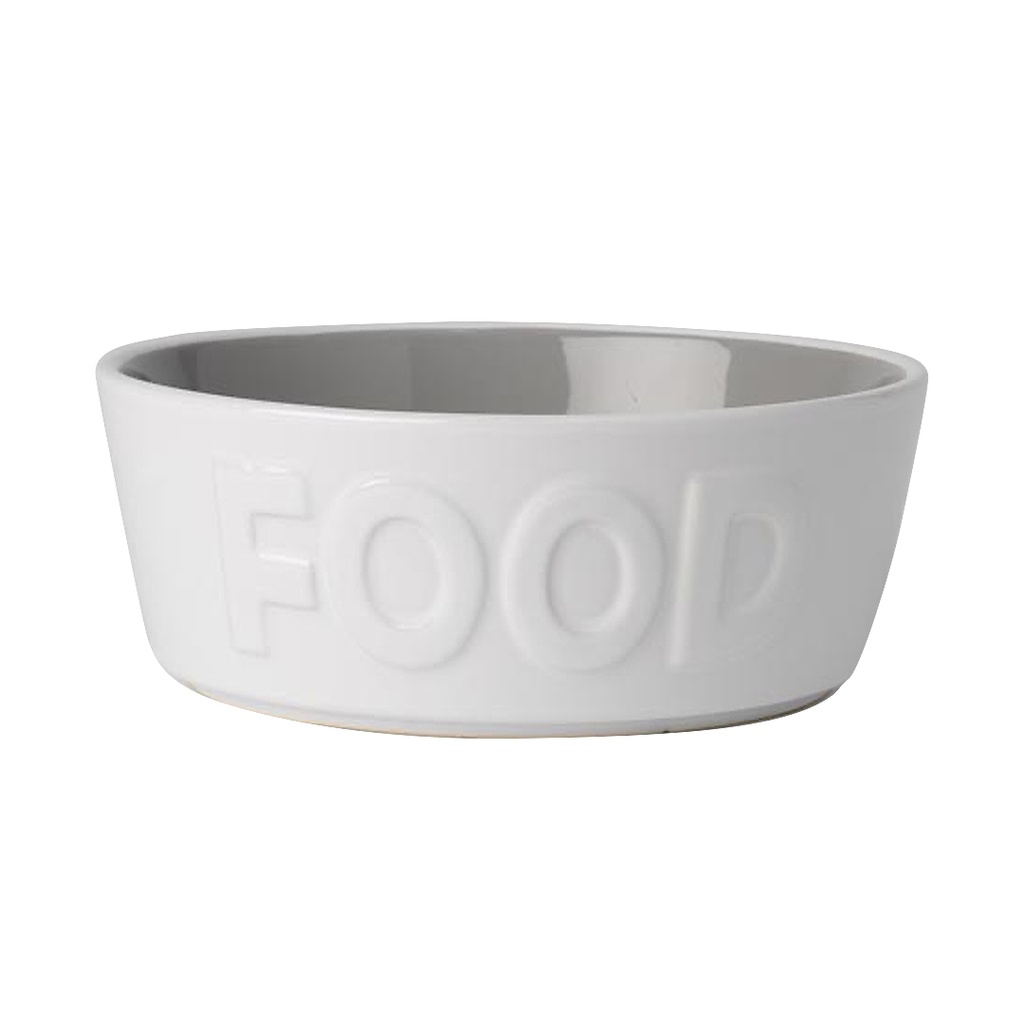 PETRAGEOUS BACK TO BASICS STONEWARE BOWL FOOD WHITE/GRAY 6&quot;