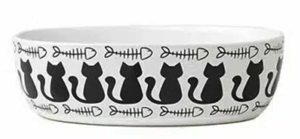 PETRAGEOUS KITTY & FISH BONE OVAL LIGHT TAUPE/BLACK 7"