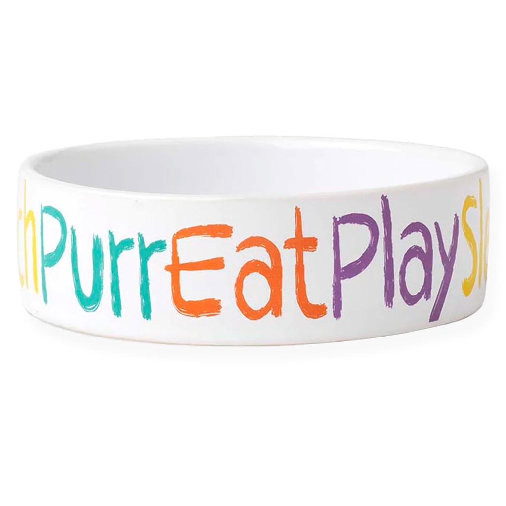 DMB - PETRAGEOUS CRAYON KITTY SHALLOW BOWL WHITE 5&quot;