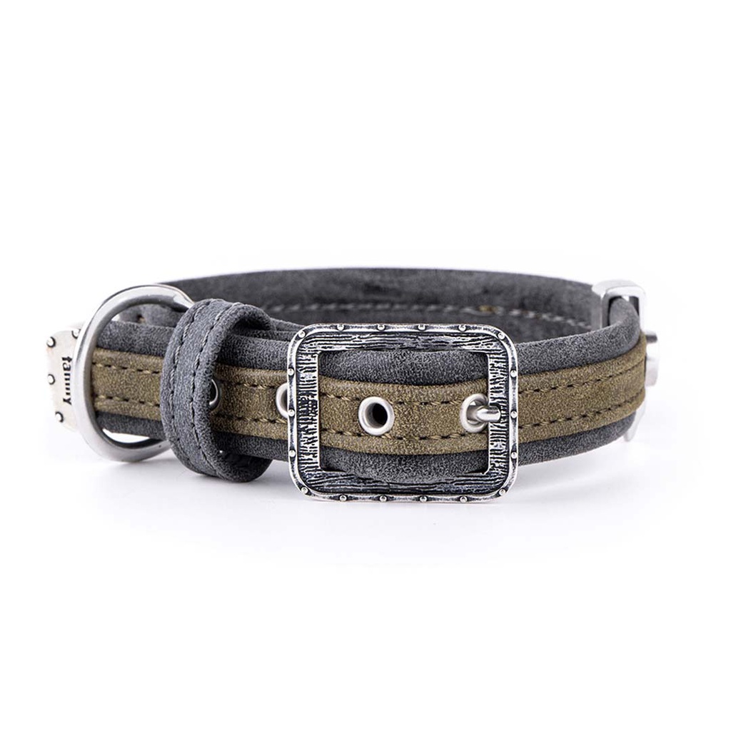 DMB - MY FAMILY LONDON COLLAR FAUX LEATHER GRN &amp; BLK 3XL 54-64CM