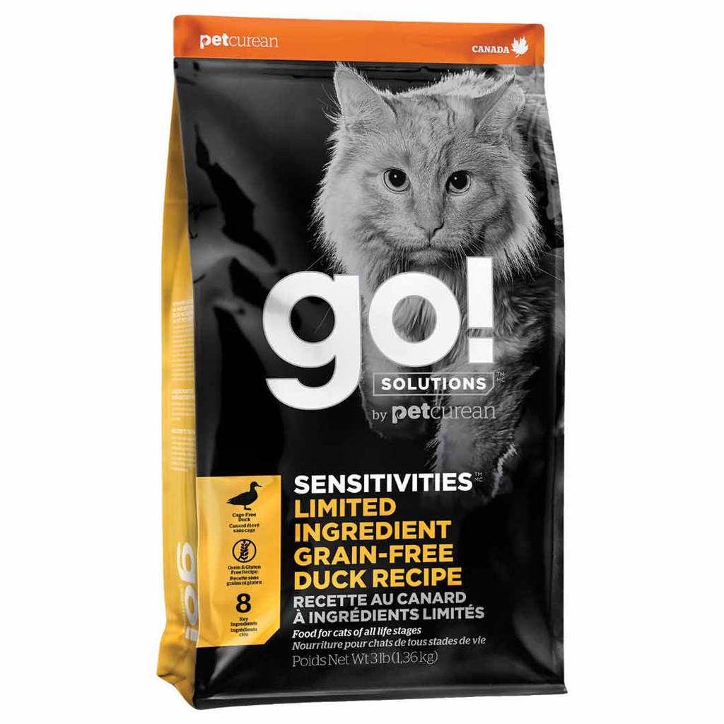 DMB - GO CAT LID GRAIN FREE SENSITIVITIES DUCK 8LB