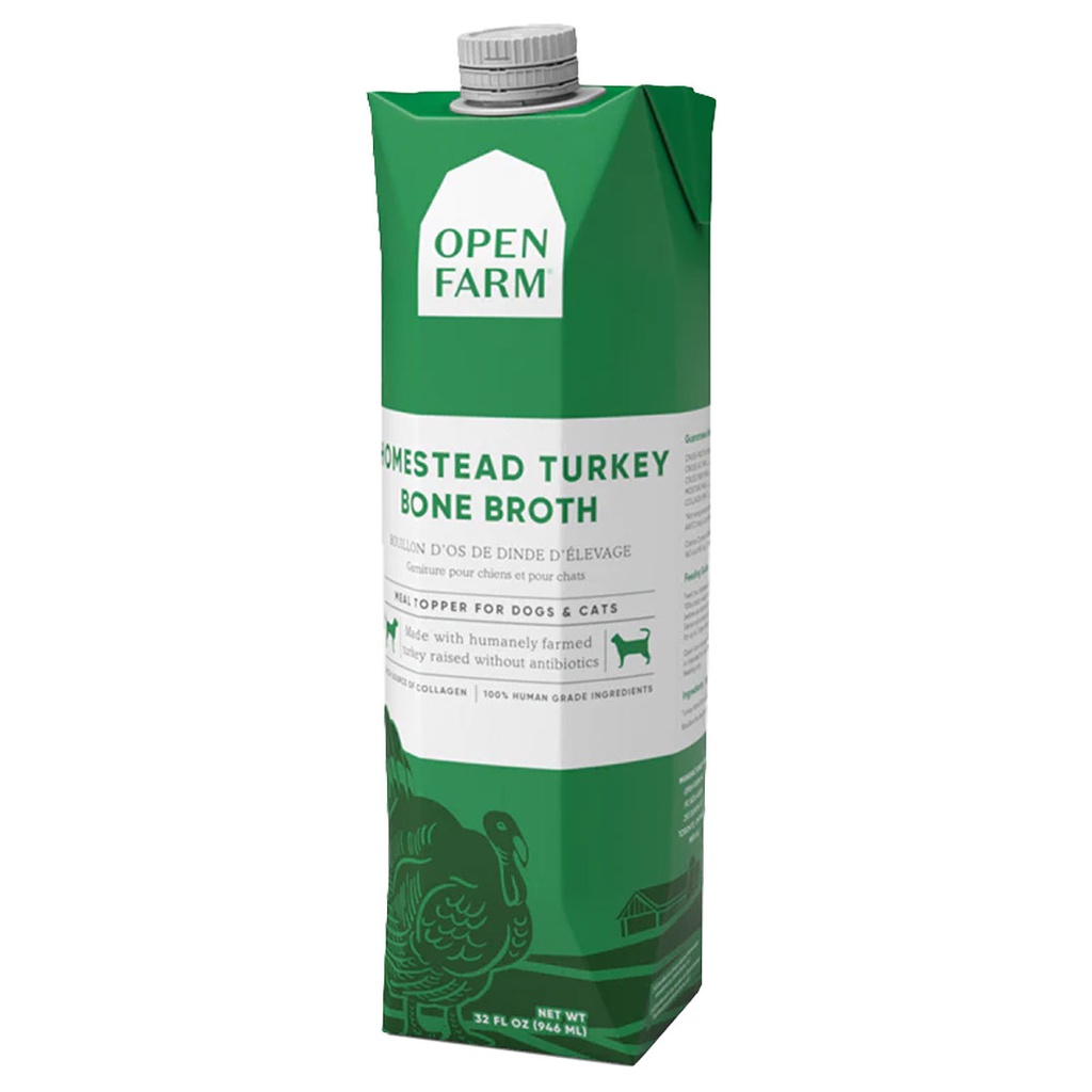 OPEN FARM HOMESTEAD TURKEY BONE BROTH FOR DOGS & CATS 32OZ