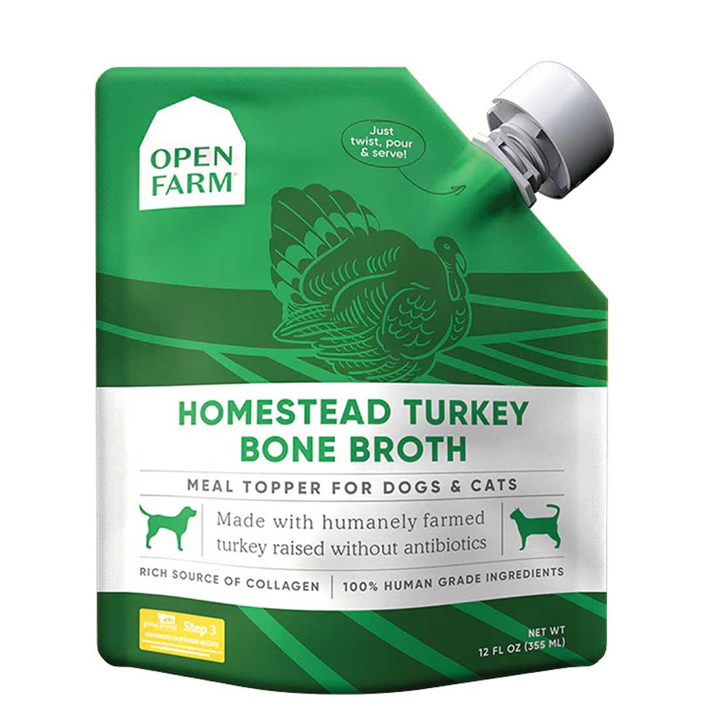 OPEN FARM HOMESTEAD TURKEY BONE BROTH FOR DOGS & CATS 12OZ