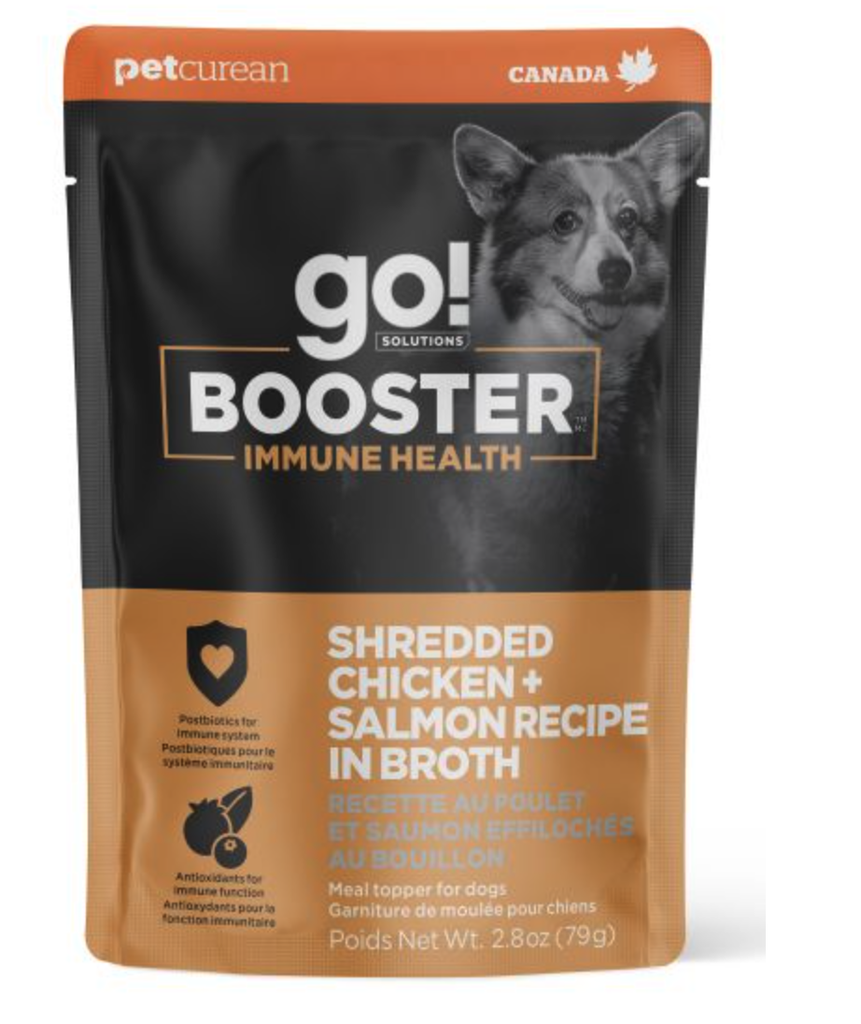 DMB - GO DOG BOOSTER IMMUNE HEALTH SHRDDED CHICKEN &amp; SALMON IN BROTH