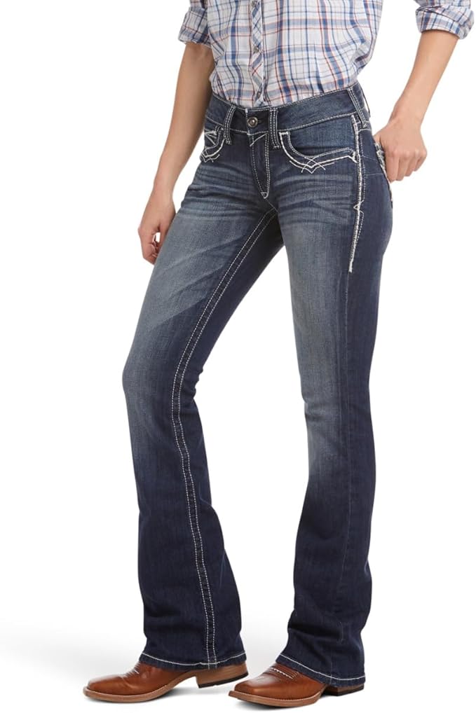 ARIAT WOMENS MIDRISE BOOTCUT JEAN R.E.A.L. ENTWINED MARINE 26 L