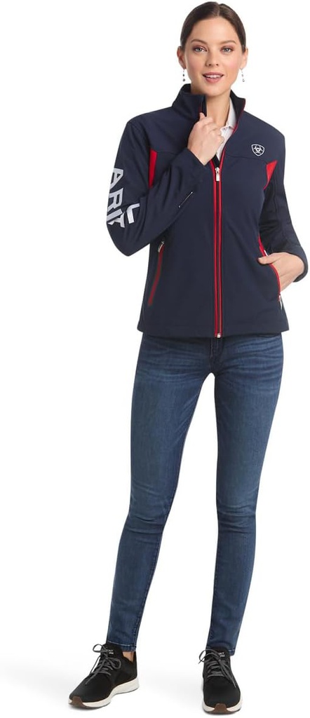 DV - ARIAT WOMENS NEW TEAM SOFTSHELL JACKET NAVY/RED LG