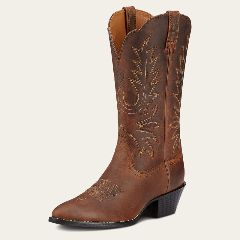 ARIAT WOMENS WESTERN BOOT R TOE HERITAGE DISTRESSED BRWN 6.5