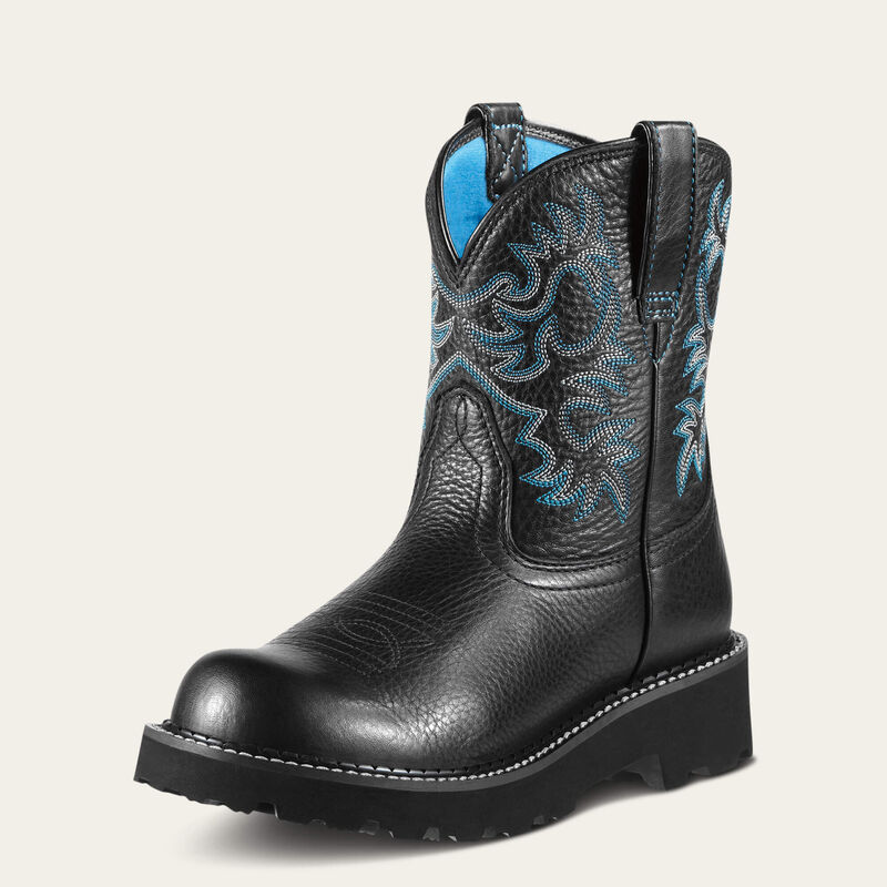 ARIAT WOMENS WESTERN BOOT FATBABY II BLK DEERTAN 6