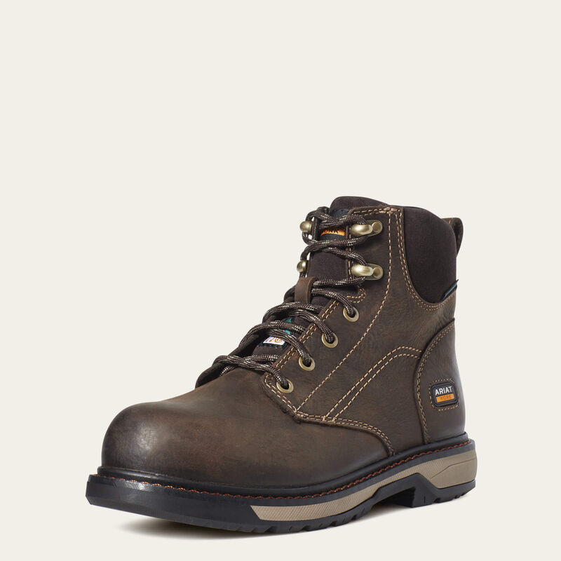 ARIAT WOMENS WORK BOOT RIVETER 6" CSA COMP. TOE H2O DARK BRWN 8.5