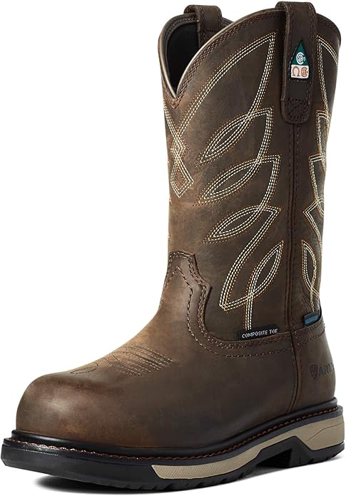 ARIAT WOMENS WORK BOOT RIVETER 10" CSA COMP. TOE H2O DARK BRWN 11