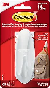 COMMAND 17083 DESIGNER HOOK PLASTIC WHITE LARGE