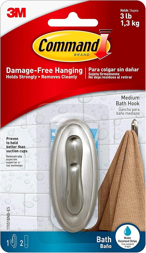 COMMAND 17051BN-C DECORATIVE HOOK METAL MEDIUM BRUSH NICKEL