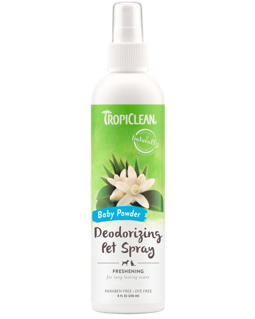 TROPICLEAN BABY POWDER DEODORIZING PET SPRAY 236ML (8OZ)