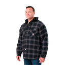 BERNE MENS QUILT-LINED HOODED SHIRT JACKET PLAID STEEL BLACK (2XL)