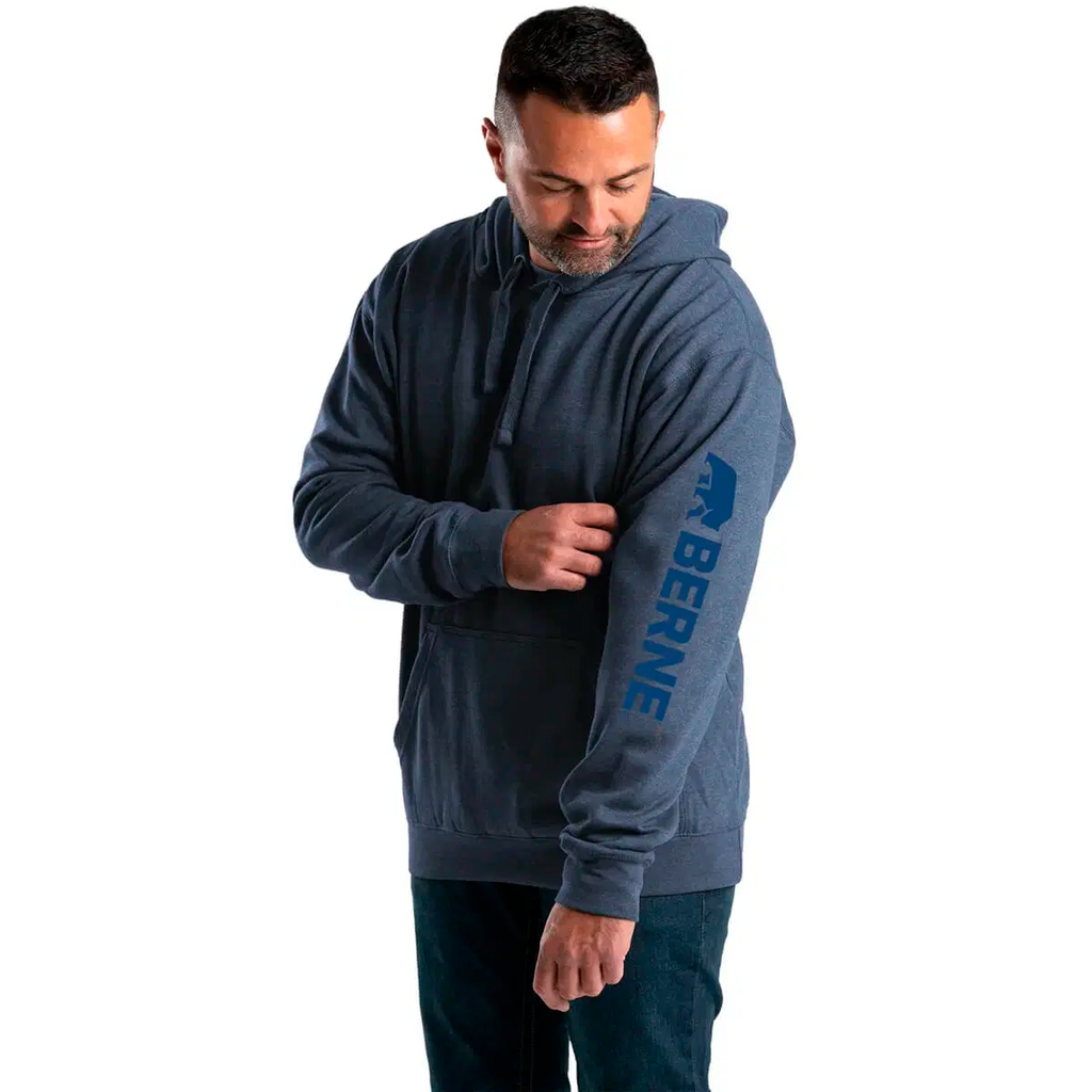 BERNE MENS SIGNATURE SLEEVE HOODED PULLOVER SPACE BLUE (2XL)