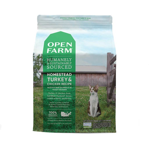 [10065662] OPEN FARM CAT HOMESTEAD TURKEY & CHICKEN 8LB 