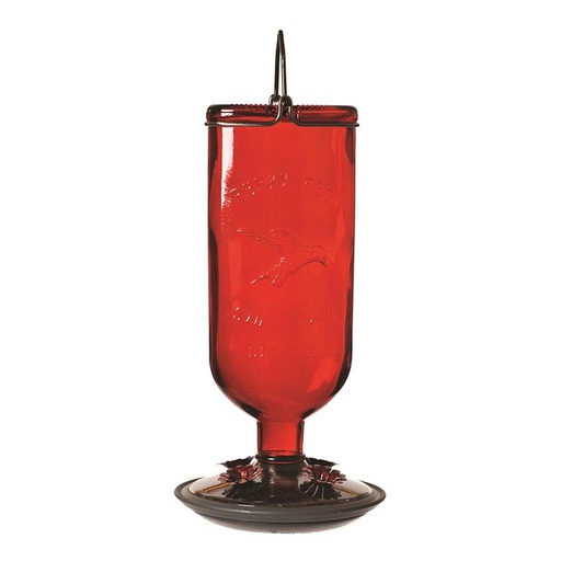[10070572] PERKY PET RED ANTIQUE GLASS HUMMINGBIRD FEEDER 16OZ