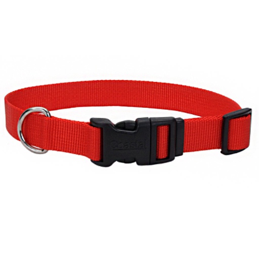 [10080800] COASTAL ADJUSTABLE DOG COLLAR PLASTIC BUCKLE RED 1"X18-26"