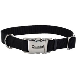 [10080810] COASTAL ADJUSTABLE DOG COLLAR METAL BUCKLE BLACK 5/8&quot;X10-14&quot;