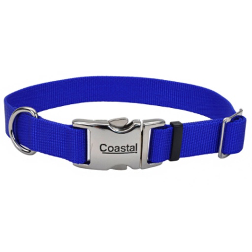[10080814] COASTAL ADJUSTABLE DOG COLLAR METAL BUCKLE BLUE 5/8"X10-14"
