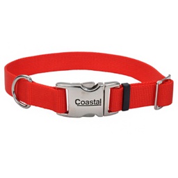 [10080818] COASTAL ADJUSTABLE DOG COLLAR METAL BUCKLE RED 3/4&quot;X14-20&quot;