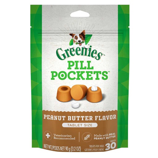[10082624] GREENIES PILL POCKET DOG PEANUT BUTTER 3.2oz TABLET