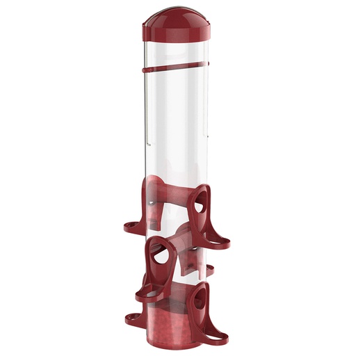 [10086146] DMB - MORE BIRDS SEED TUBE FEEDER 6 FEED PORTS RED 15" POLY