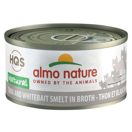 [10088484] ALMO CAT HQS NATURAL TUNA & WHITEBAIT SMELT IN BROTH CAN 70G