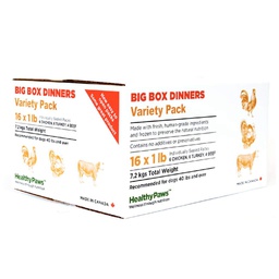 [10091370] HEALTHY PAWS DOG BIG BOX DINNER VARIETY PK CHICKEN, TURKEY, BEEF 16 X 1LB