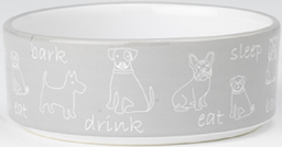 [10091682] PETRAGEOUS PLAYFUL PET EAT DRINK BARK GRAY/WHITE 2 CUPS