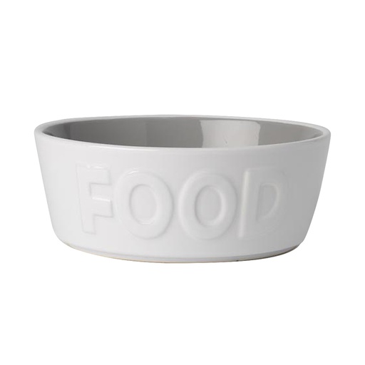 [10091686] PETRAGEOUS BACK TO BASICS STONEWARE BOWL FOOD WHITE/GRAY 6"