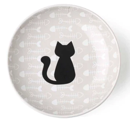 [10091700] PETRAGEOUS KITTY &amp; FISH SAUCER LIGHT TAUPE/BLACK 5&quot;